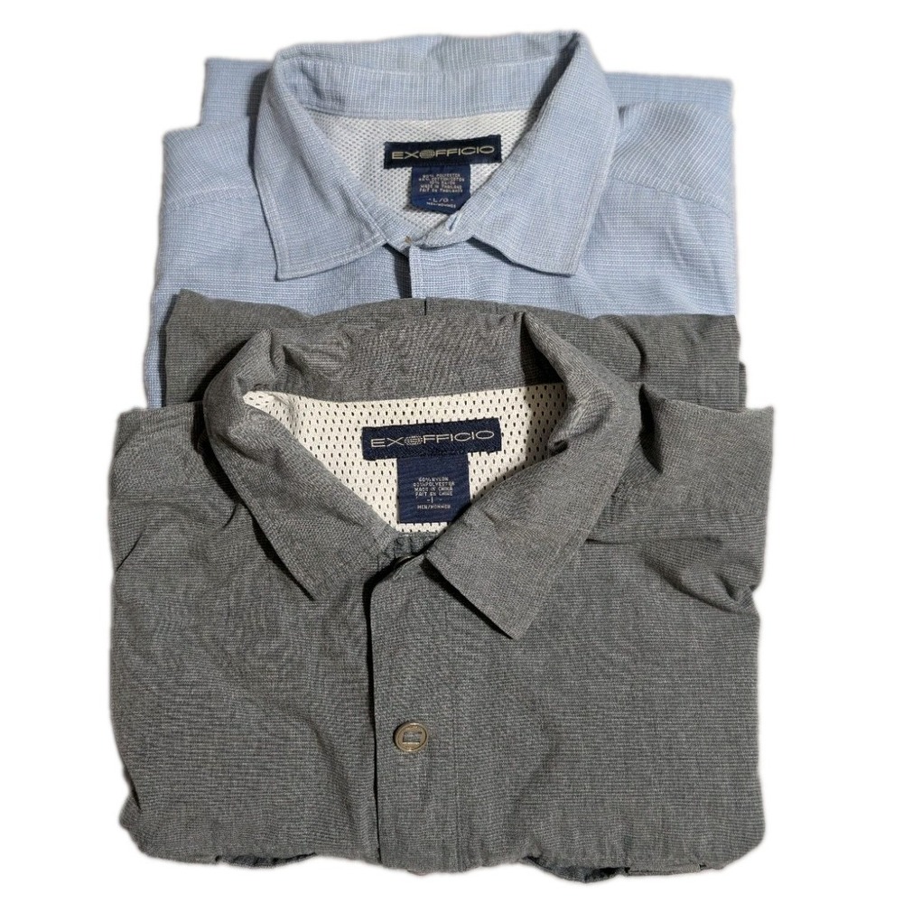 Vintage ExOfficio Shirts Mens L Lot 2 Short Sleeve Travel Outdoor Fishing